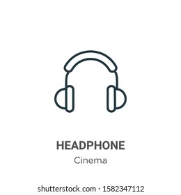Headphone outline vector icon. Thin line black headphone icon, flat vector simple element illustration from editable cinema concept isolated on white background