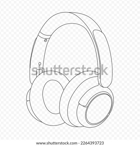 Headphone outline vector illustration isolated on transparent Background 