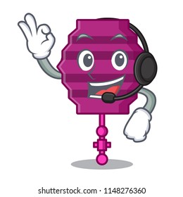 With headphone paper lantern mascot cartoon