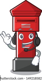 With headphone pillar box on a cartoon highway