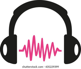 Headphone with pink sound wave