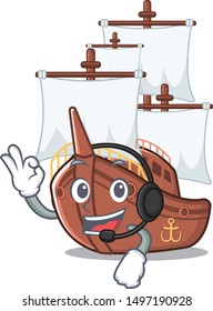 With headphone pirate ship with the cartoon shape