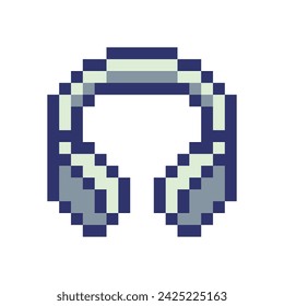 Diseño del elemento del icono del estilo del arte del pixel del auricular para la aplicación móvil del logotipo, web, sчticker. Ilustración de vector abstracto vintage retro aislado de los años 80. Sprite de videojuego. 