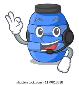 With headphone plastic barrel container for fish cartoon