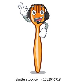 With headphone plastic fork on cartoon image funny