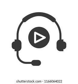 headphone and play button , technology and e-learning icon