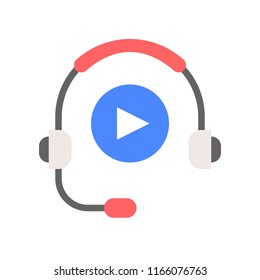 headphone and play button , technology and e-learning icon