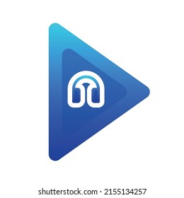 icono de la plantilla de diseño del logotipo de gradiente de reproducción de auriculares