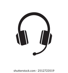 Headphone play icon and outline call center black design.