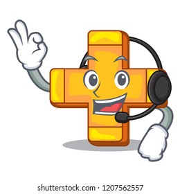 With headphone plus sign isolated on the mascot