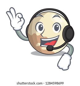 With headphone Pluto planet isolated in with mascot