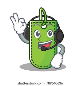 With headphone price tag mascot cartoon
