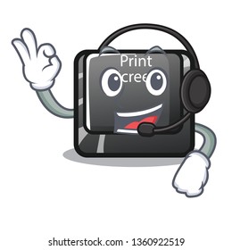 With headphone print screen button on cartoon keyboard