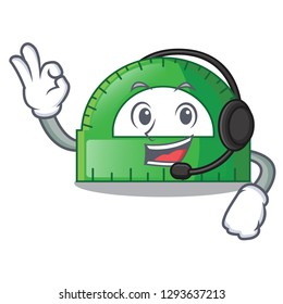 With headphone protractor isolated in the a cartoons