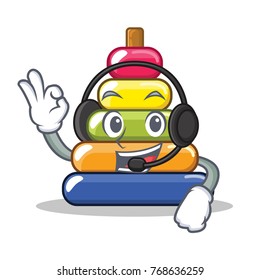 With headphone pyramid ring character cartoon