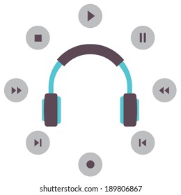 Headphone With Radio Buttons Vector Illustration