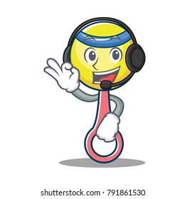 With headphone rattle toy mascot cartoon