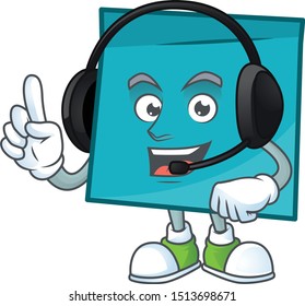 With headphone rectangle sticker paper in cartoon character