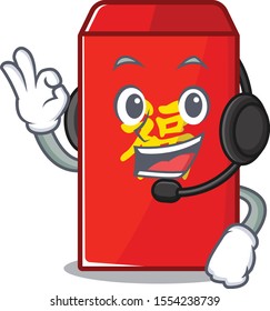 with headphone red envelope cartoon in the mascot
