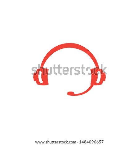 Headphone Red Icon On White Background. Red Flat Style Vector Illustration.