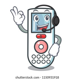 With headphone remote control mascot cartoon