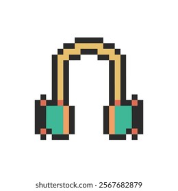 headphone retro design pixel art