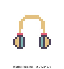 headphone retro design pixel art
