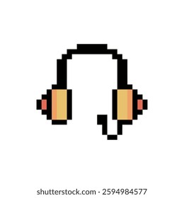 headphone retro design pixel art