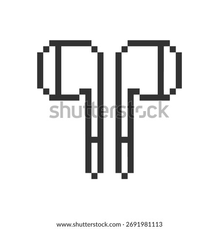headphone retro design pixel art