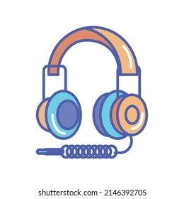 headphone retro tech icon isolated