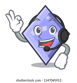 With headphone rhombus mascot cartoon style