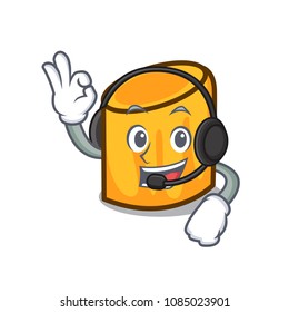 With headphone rigatoni mascot cartoon style