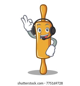 With headphone rolling pin character cartoon