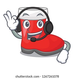 With headphone santa boots in shape a cartoon