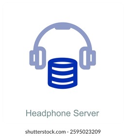 Headphone Server and music icon concept