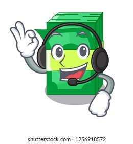 With headphone set money in packing bundles cartoon