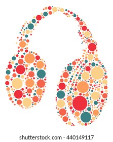 headphone shape vector design by color point