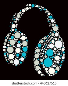 headphone shape vector design by color point