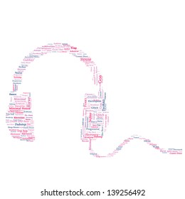 Headphone Shaped Word Cloud - Electronic Music Concept