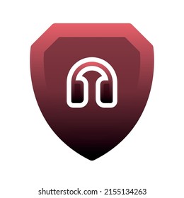headphone shield gradient logo design template icon