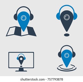 Headphone Shop location Icon set.