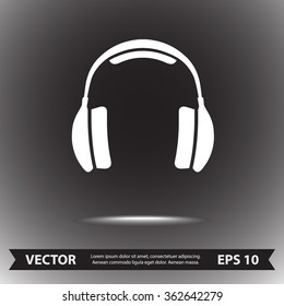 Headphone sign icon, vector illustration. Flat design style 