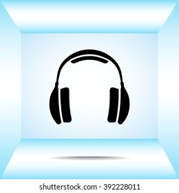Headphone sign icon, vector illustration. Flat design style 