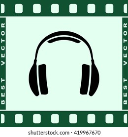 Headphone sign icon, vector illustration. Flat design style 