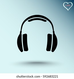 Headphone sign icon, vector illustration. Flat design style 