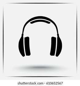 Headphone sign icon, vector illustration. Flat design style 