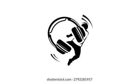 Headphone silhouette in black and white