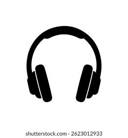 Diseño plano de Vector de icono de silueta de auriculares.