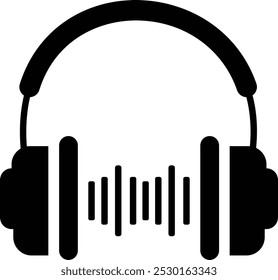 Silueta de auriculares para escuchar música Vector 