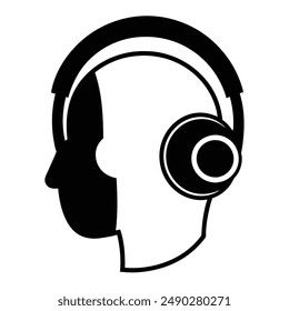 Headphone silhouette vector art illustration icon